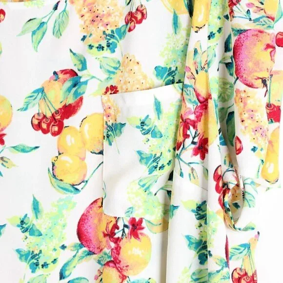 LC Lauren Conrad Blouse Top - 2X - Fruit Lemon Apple Cherry - Picture 4 of 6